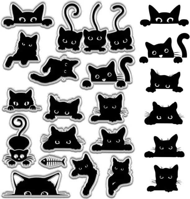 Schwarze Katze, Durchsichtiger Gummistempel, Süßes Kätzchen, Tier, Vintage, Lust