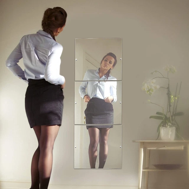 3 Piece Wall Mirror Set - 16 Inch x 18 Inch Tiles - Full Length Tall R...