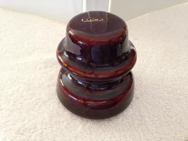 Vintage Insulator Brown Ceramic Dome Shaped Marked "Locke" on Top - Paper Weight