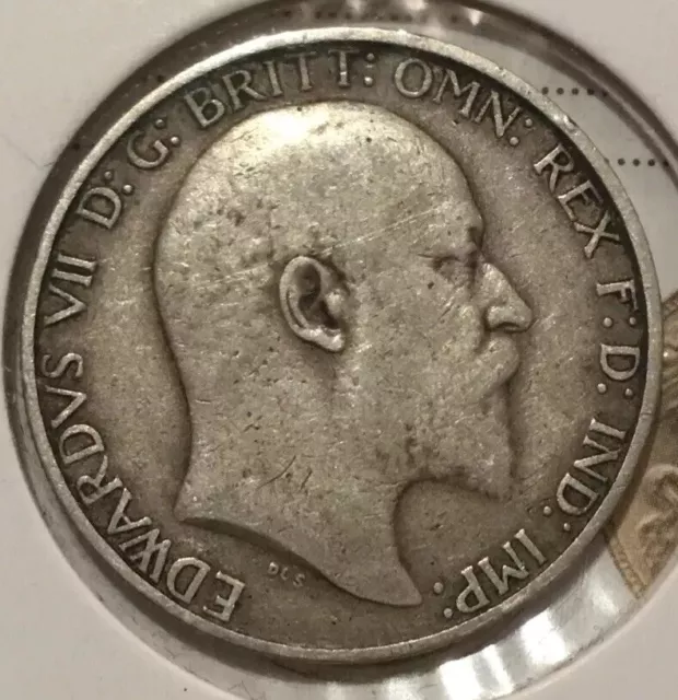 1902 Great Britain British Silver Edward VII Florin / Two Shilling Coin