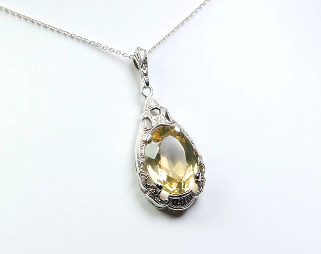 Pendentif Ancien En Argent Avec Pierre Multicolore - Style Art Déco - Occasion