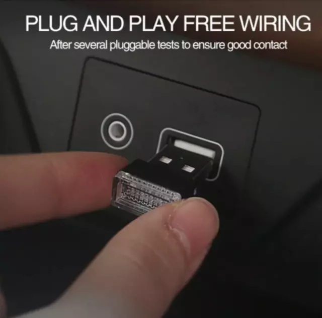 1x USB LED Mini Car Light Neon Atmosphere Ambient Bright Lamp Light Accessories 3