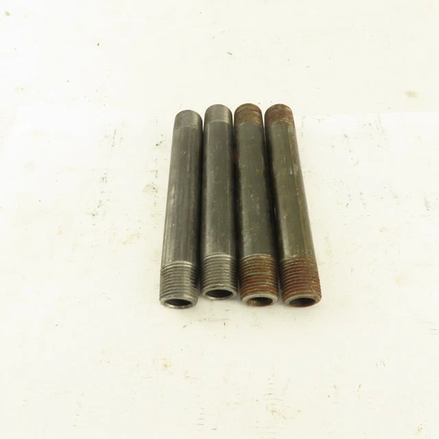 3/8" NPT x 4-1/2" Schedule 80 Black Steel Welded Pipe Nipple Lot of 4