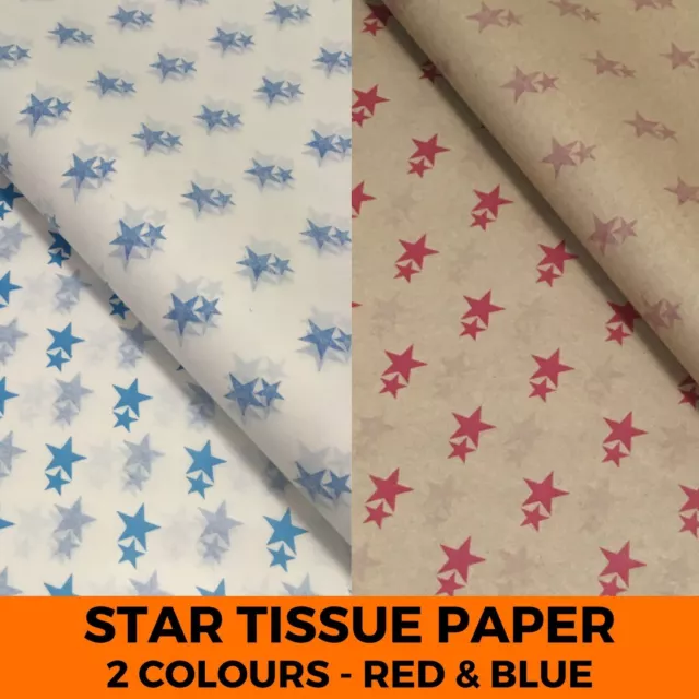 Printed Star Acid Free Tissue Paper - Coloured Gift Wrapping Pattern Luxury