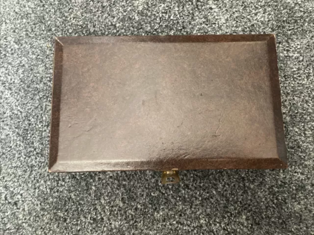 vintage wooden box with hinged lid