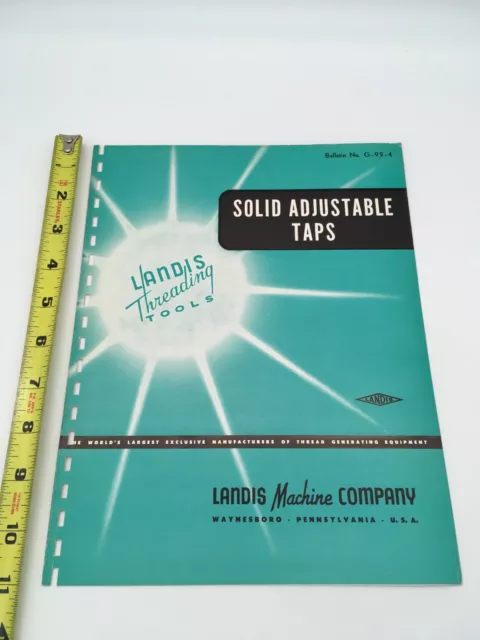 1961 Landis Solid Adjustable Taps Sales & Specification Brochure Waynesboro P.a.
