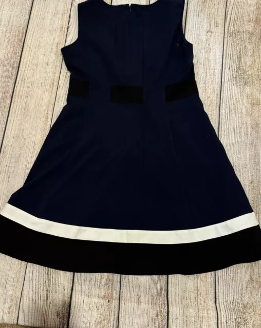 CALVIN KLEIN WOMEN'S Fit & Flare Color Block Dress Size 16,Navy Black ...