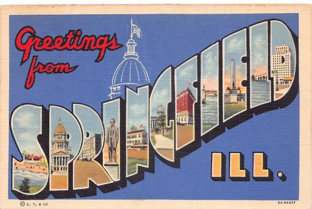 Greetings From Springfield Illinois Vtg Postcard CP313
