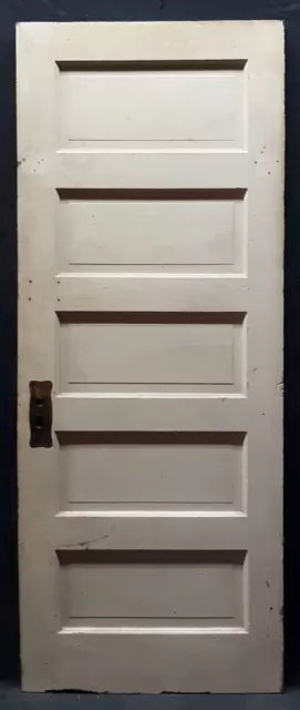 30"x76" Antique Vintage Old Salvaged SOLID Wood Wooden Interior Door 5 Panels