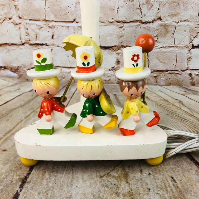 Vtg child Lamp wood Nursery Originals Inc night light 60s cute MCM