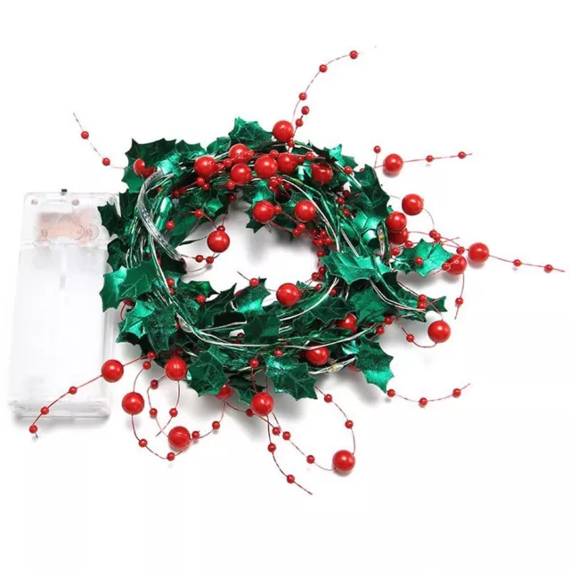 LED String Lights Christmas Tree Decoration with Pearl Garland Pine Cone Wreath