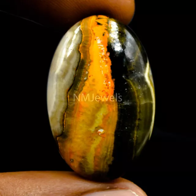 Cts. 40.75 Natural Eclipse Bumble Bee Jasper Cabochon Loose Oval Cab Gemstone