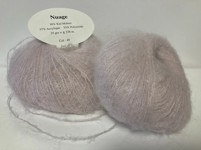 LOT DE 5 pelotes De Laine kid mohair Taupe 9076 - fabriqué en france