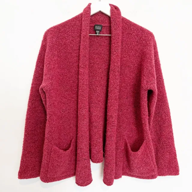 Eileen Fisher Wool Cashmere Blend Open Front Knit Cardigan Sweater Size Medium