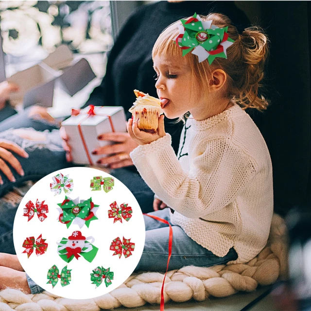 20 Pcs Stoff Band Beugt Barrettes Urlaub Haar Bögen Weihnachten Stirnbänder 3