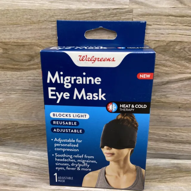 Walgreens Migraine Eye Mask Hot & Cold Therapy Reusable Adjustable Blocks Light