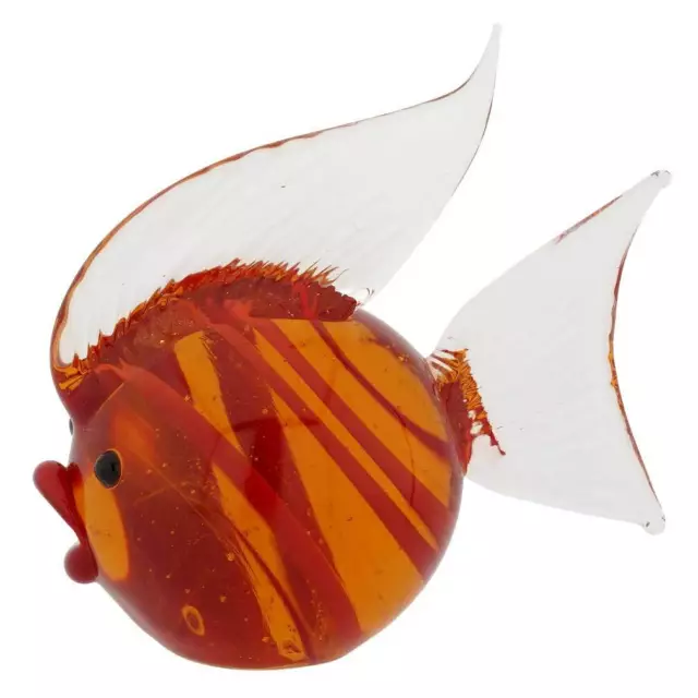 GlassOfVenice Murano Glass Striped Ball-Shaped Fish - Topaz Brown Red