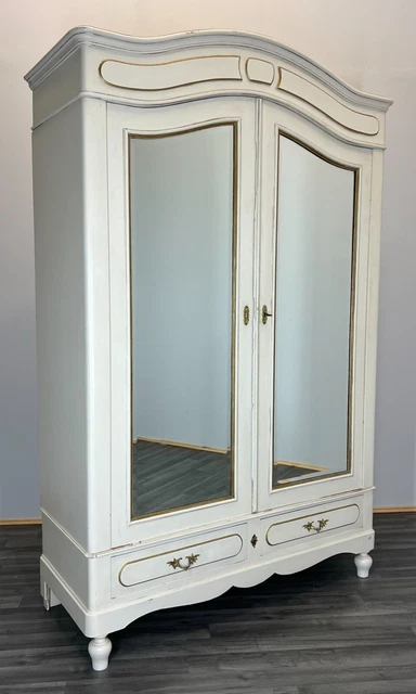 Shabby chic French Carved 2 door Armoire Wardrobe with mirrors (LOT 2570)