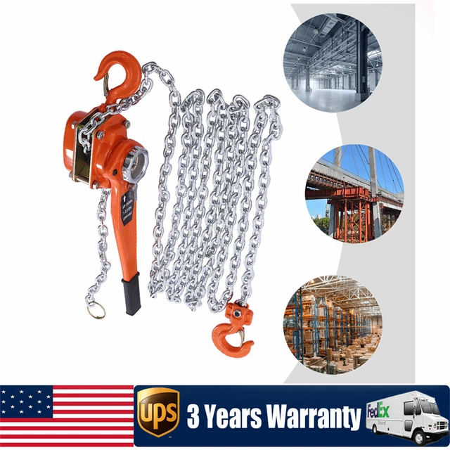 1 Ton Manual Lever Block Chain Hoist Ratchet Type Come Along Puller w/20FT Chain