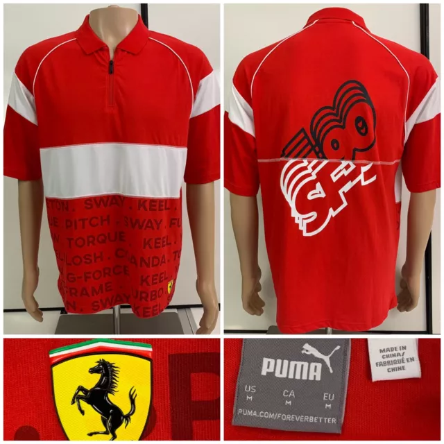 Puma Scuderia Ferrari Mens Street Polo Shirt Size Médium Red White EXCELENTE CON
