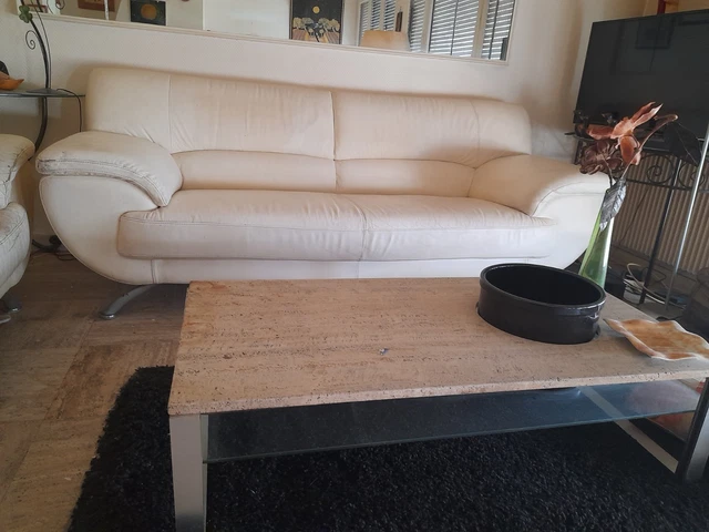 2 Canapés Roche Bobois Ultimate – Cuir Buffle écru – Contemporains – Occasion