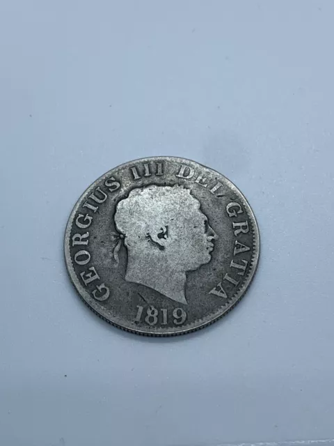 1819 King George III Sterling 925 Silver Half Crown. Over 200 Years Old