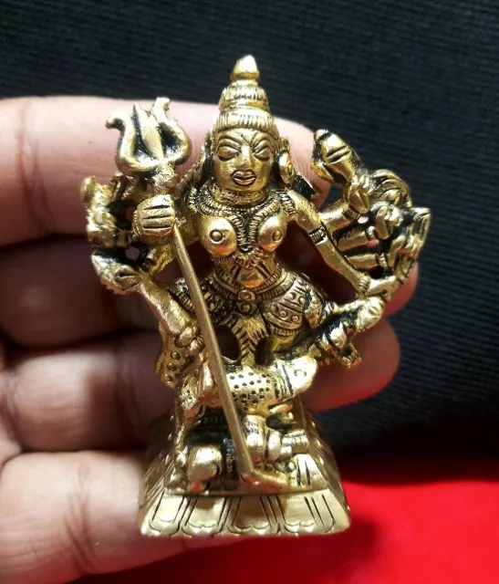 Handcrafted Goddess Mahishasura Mardini Durga In Brass Statue Puja kali maa idol