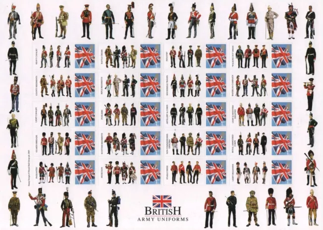 Business Smiler Sheet 2007 BC-117 British Army Uniforms (Royal Mail PLC) MNH