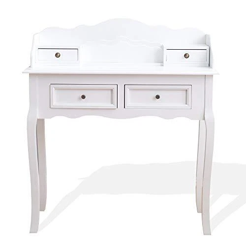 Rebecca Srl Maquillaje Escritorio Consola Mesa 4 Cajones Blanco Elegante Ch