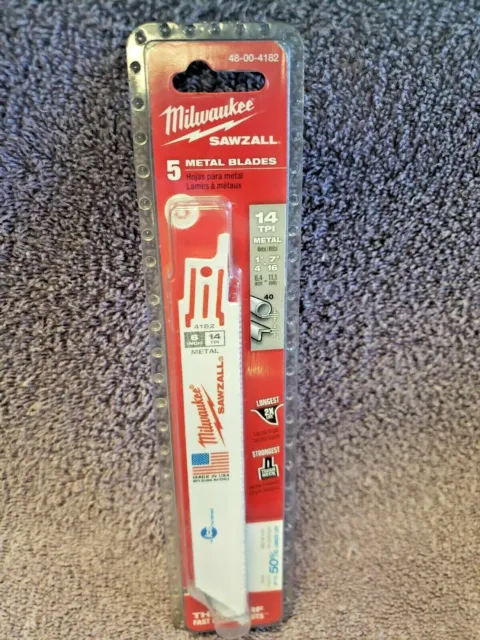 Milwaukee 48-00-4182 ICE Sawzall 6" 14 TPI Blades 5 Pk. NEW