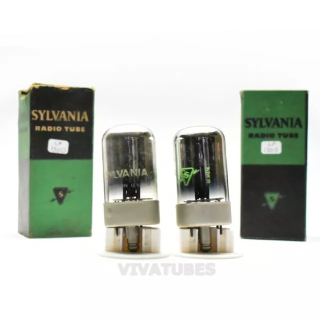 True NOS NIB Date Matched Pair Sylvania USA 7A4 Black Plate Get Vacuum Tubes