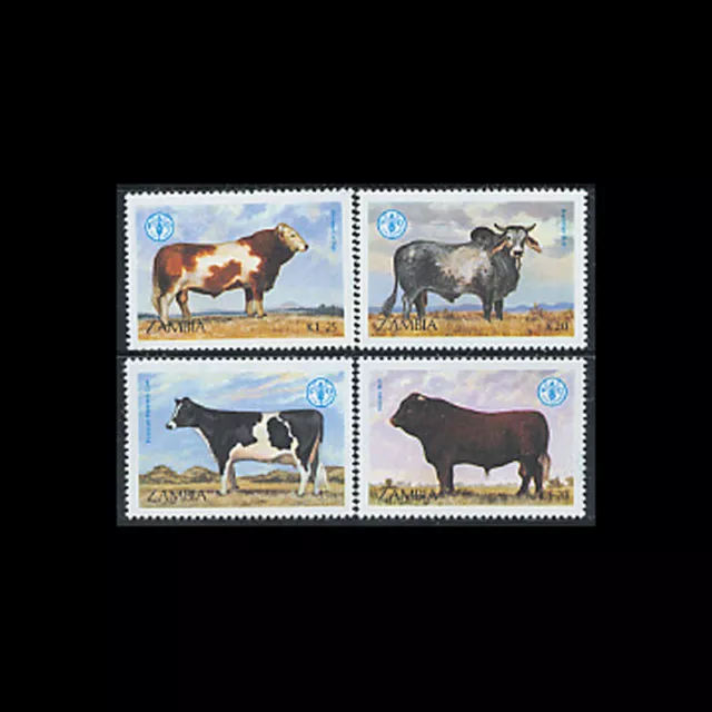 Zambia, Sc #418-21, MNH, 1987,  FAO, World Food, Cattle