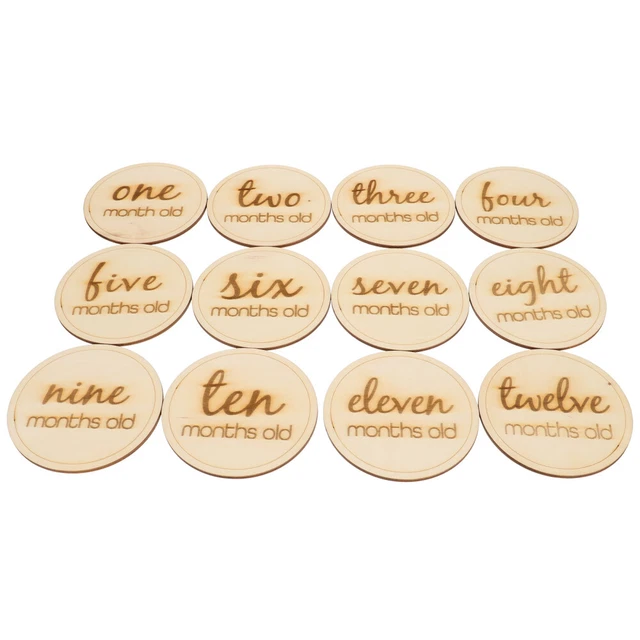 12 piezas pegatinas de hitos placa sándwich de madera maciza para bebé