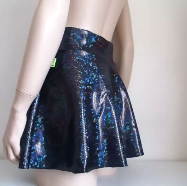 Schminke 🧁 Circle mini skater skirt hologram festival dance wear club spandex