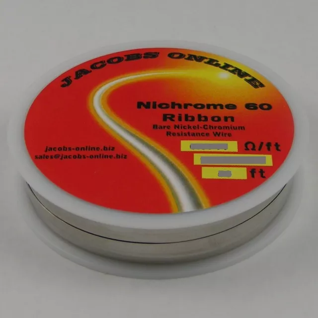 Nichrome 60 ribbon (flat) wire 1/8" X 0.010", 0.451 ohms/ft, 25 ft spool