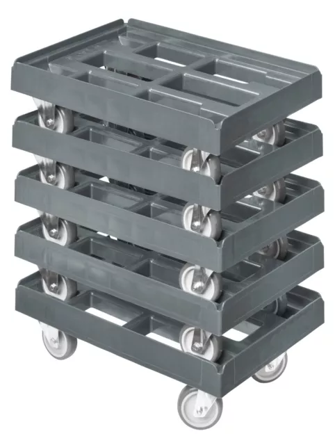 5 Stück Transportroller für Kisten 60 x 40 cm 2 Bock- und 2 Lenkrollen in grau
