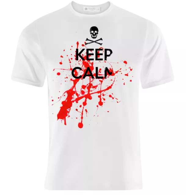 T-shirt uomo Keep Calm splatter, blood, sangue, divertente zombie inspired
