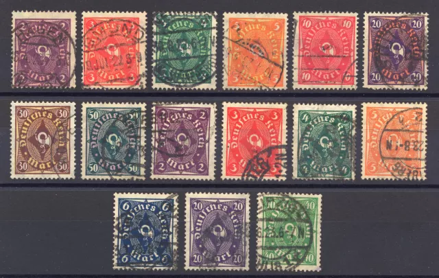 Lot aus MiNr. 191-232 Deutsches Reich, 15 versch. Posthorn Marken gestempelt