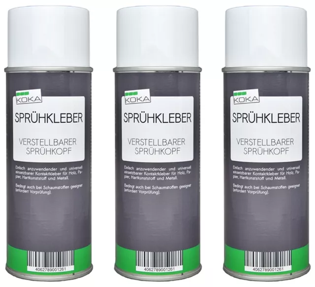 KOKA 3x Sprüh-Kleber Sprühkopf verstellbar Kraft Power Kontakt-Kleber Metall set