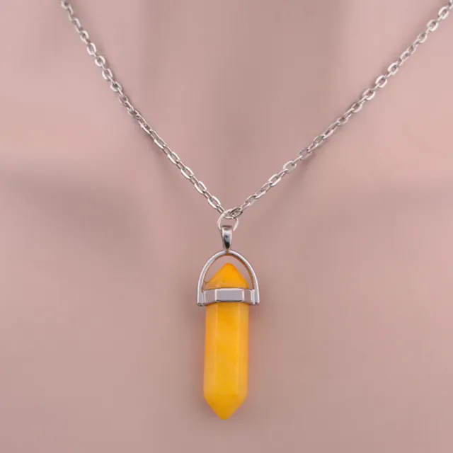 3x Natural Quartz Chakra Crystal Healing Gemstone Pendant Reiki Chain Necklace ♬