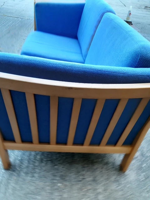 Vintage retro Danish mid century 60s 70s 2 seater sofa couch blue wool couch