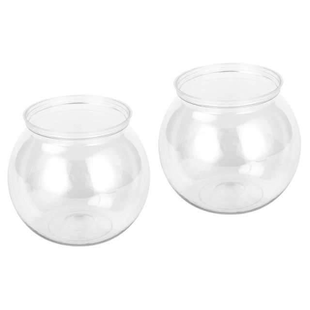 2 Count Small Fish Bowl Tank Adornemt Bowls Betta Garden Aquarium Office Cactus