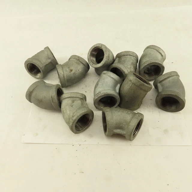 1" NPT 45° Elbow Galvanized Iron Pipe Schedule 40 Lot of 11