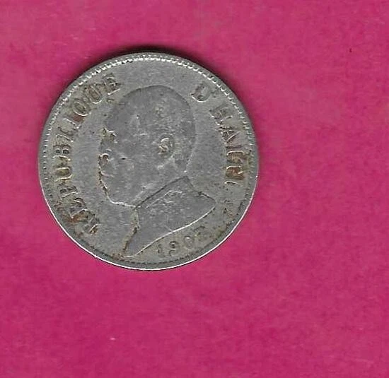 Haiti Haitian Km55 1907 Fine-Nice Old Antique 20 Centimes Circulated Coin