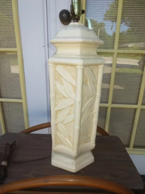 Faux Bamboo Table Lamp Oriental Palm Beach Hollywood Regency Pagoda Style MCM