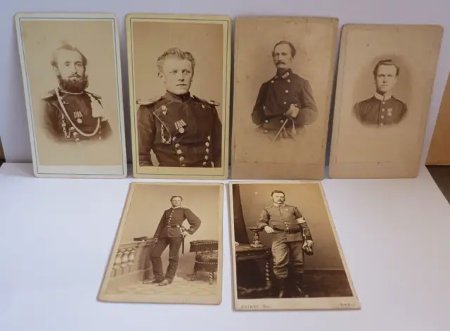 6x CDV Foto Hessen Offizier in Uniform um 1870