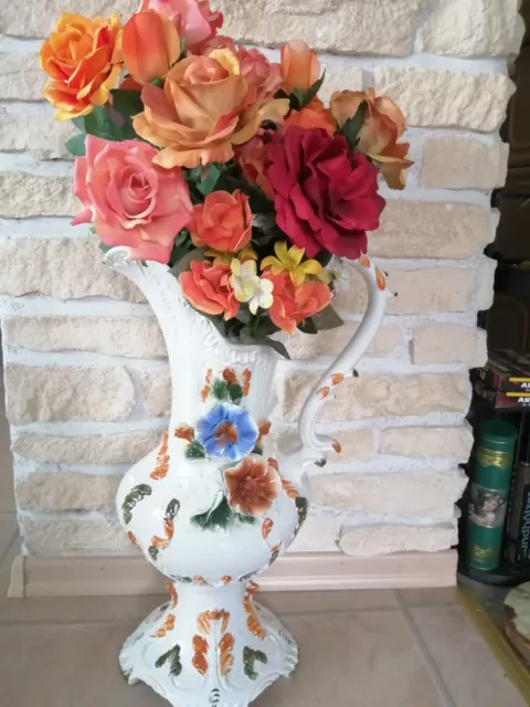 GROßE KERAMIK VASE "CAPODIMONTE" ITALY  55cm. SEHR SCHÖN