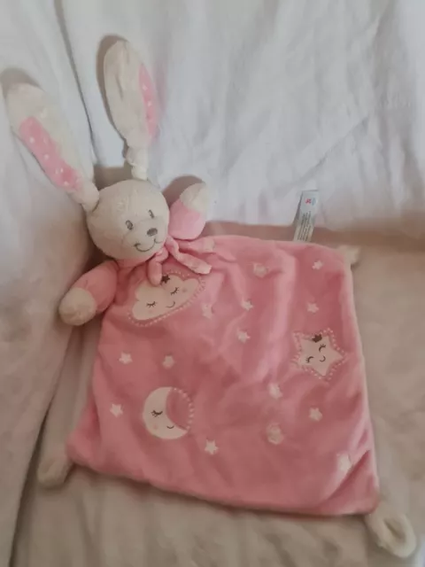 Doudou luminescent plat lapin blanc rose nuage étoile NICOTOY SIMBA TOYS - neuf-