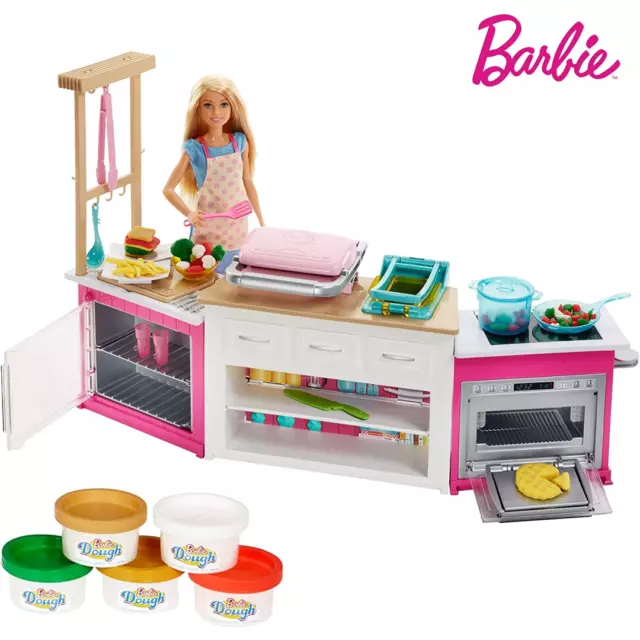 Barbie ultimate kitchen cooking & baking playset with chef sales doll