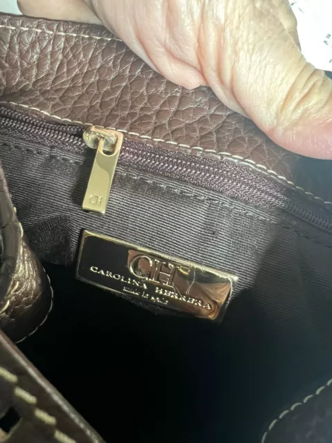 CH Carolina Herrera Tan Embossed Leather Doma Insignia Satchel - The Luxury  Flavor